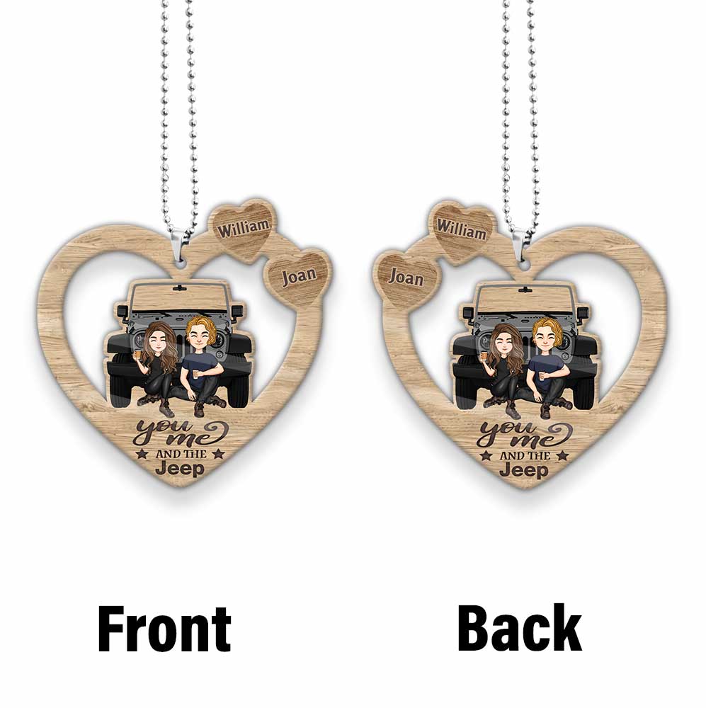 Personalized Couple Car Ornament Custom Name Heart Design Gift