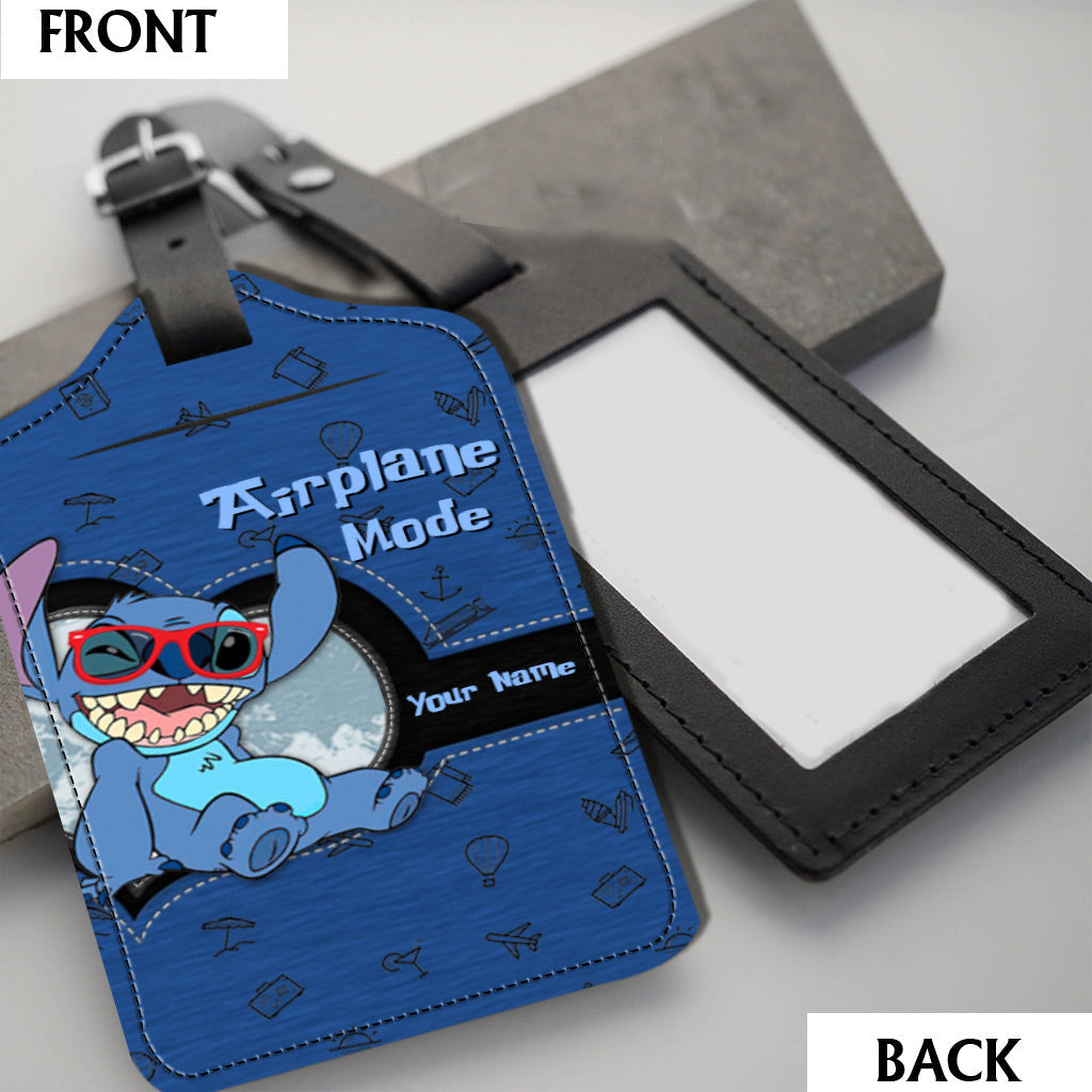 Personalized Airplane Mode Leather Luggage Tag Custom Name Gift for Traveler