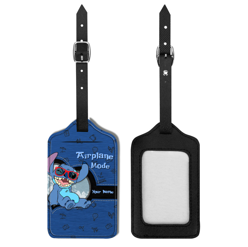Personalized Airplane Mode Leather Luggage Tag Custom Name Gift for Traveler