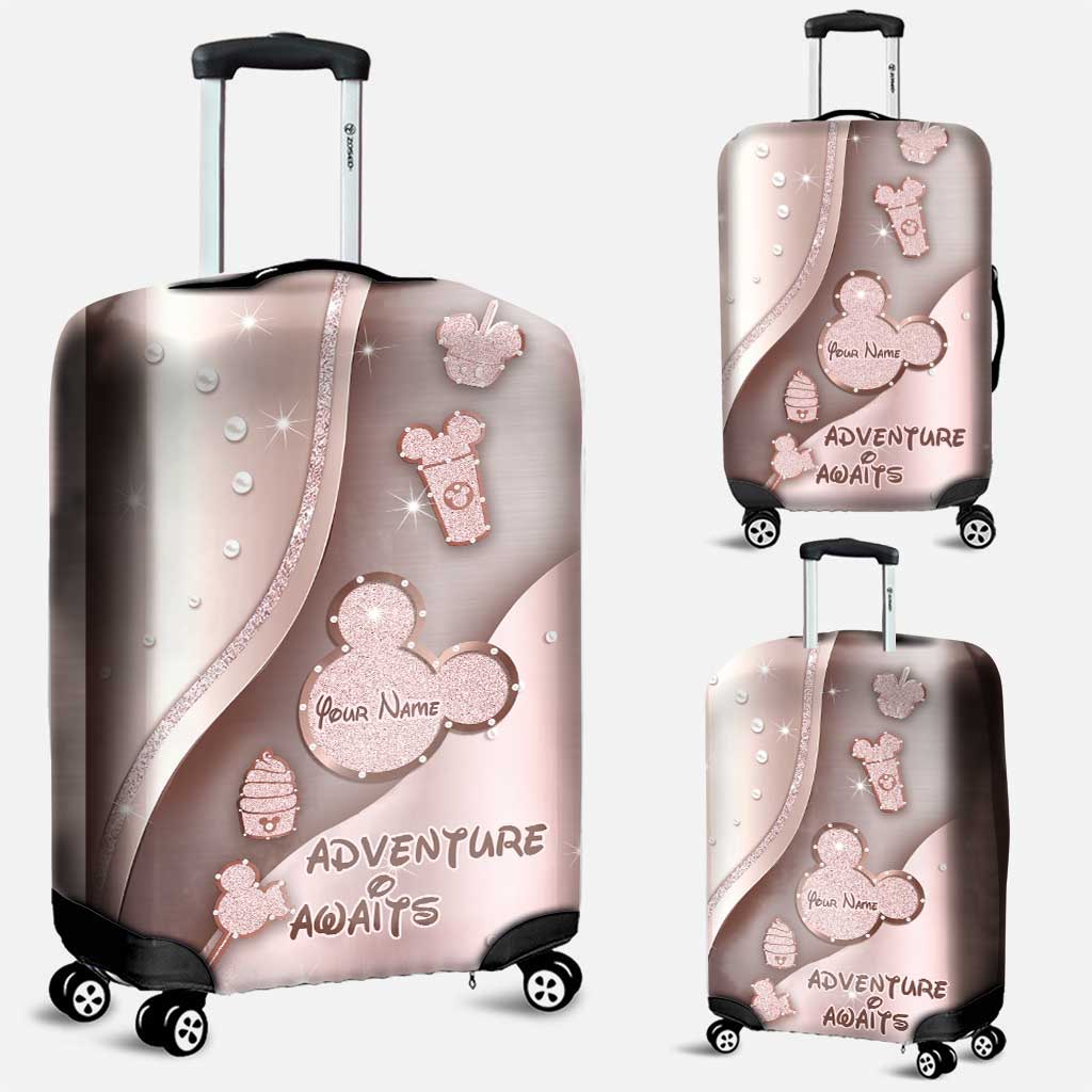 Personalized Luggage Cover Adventure Awaits Custom Name Travel Gift