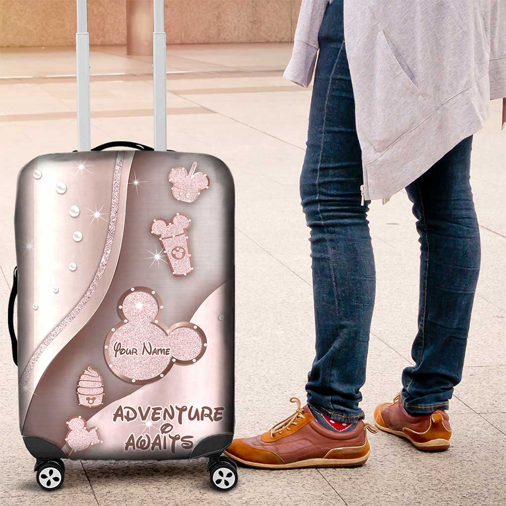 Personalized Luggage Cover Adventure Awaits Custom Name Travel Gift