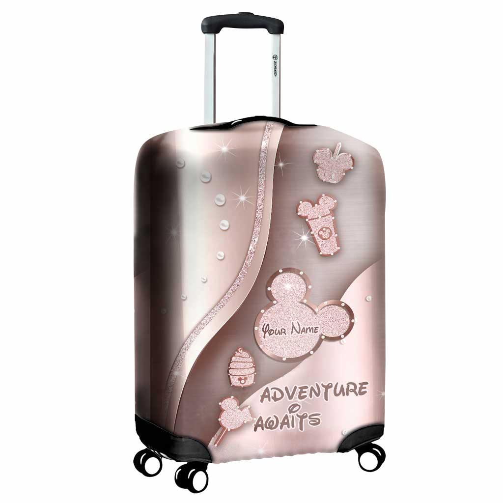 Personalized Luggage Cover Adventure Awaits Custom Name Travel Gift