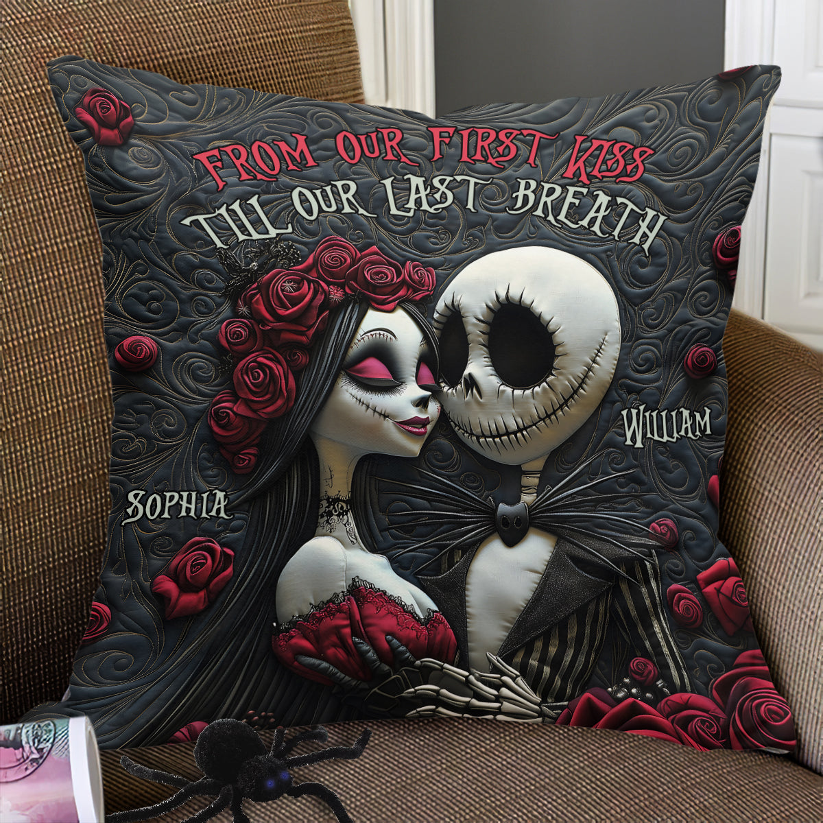 Personalized Nightmare Throw Pillow Custom Names Romantic Gift