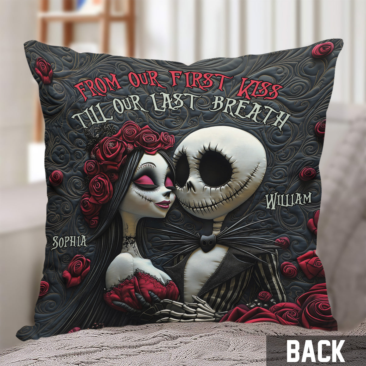 Personalized Nightmare Throw Pillow Custom Names Romantic Gift