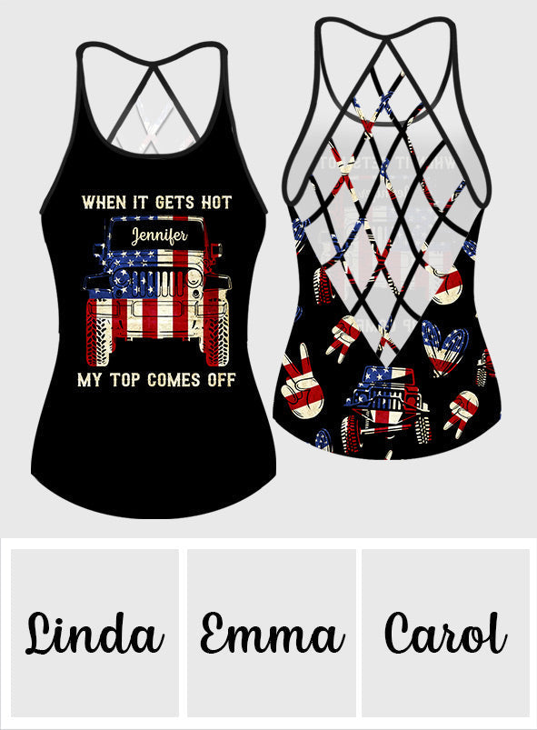 Personalized Cross Tank Top USA Flag Design Custom Name Gift