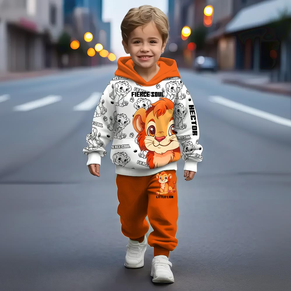 Personalized Kid Hoodie & Jogger Pants Little Lion Gift