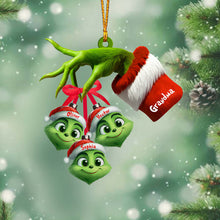 Load image into Gallery viewer, Personalized Grinchy Grandma Ornament with Custom Names for Christmas
