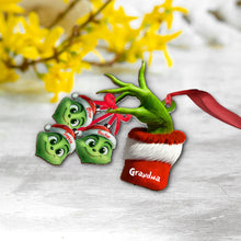 Load image into Gallery viewer, Personalized Grinchy Grandma Ornament with Custom Names for Christmas
