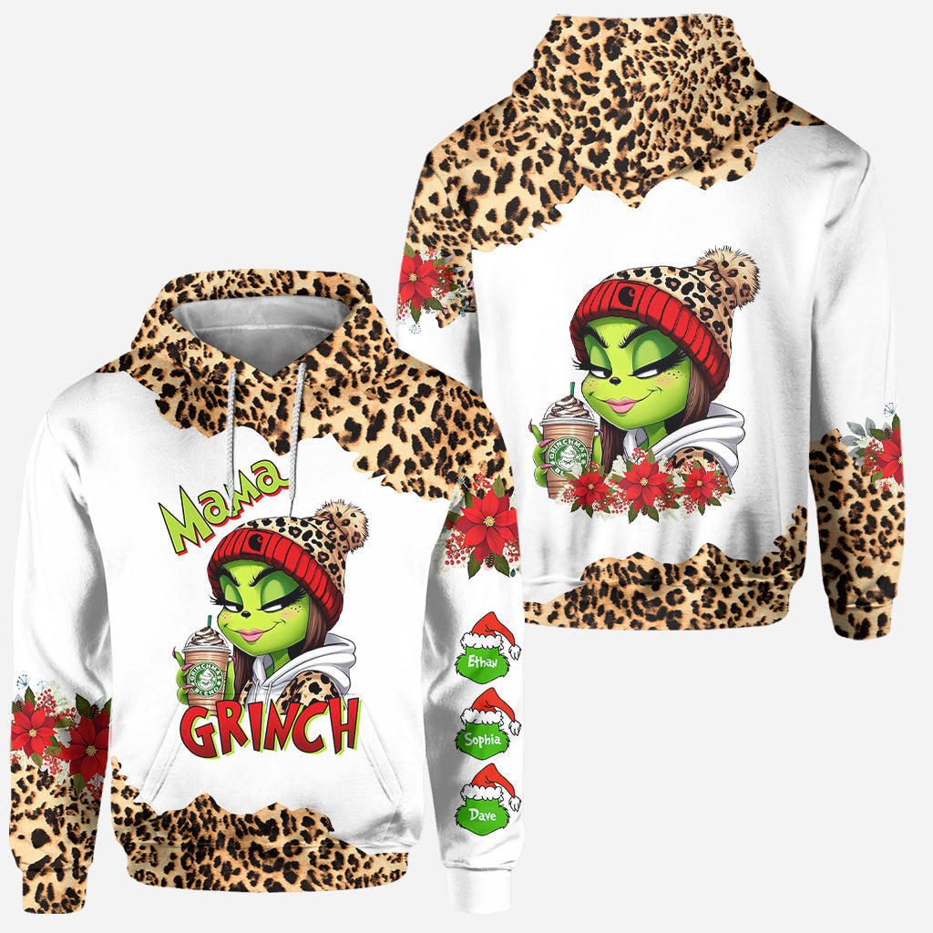 Personalized Grinch Mama Hoodie & Leggings Set Custom Name Gift for Christmas