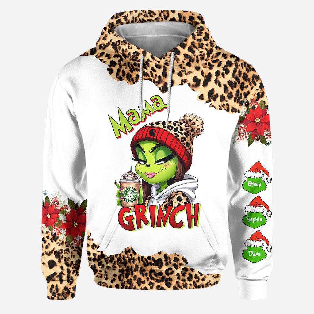 Personalized Grinch Mama Hoodie & Leggings Set Custom Name Gift for Christmas