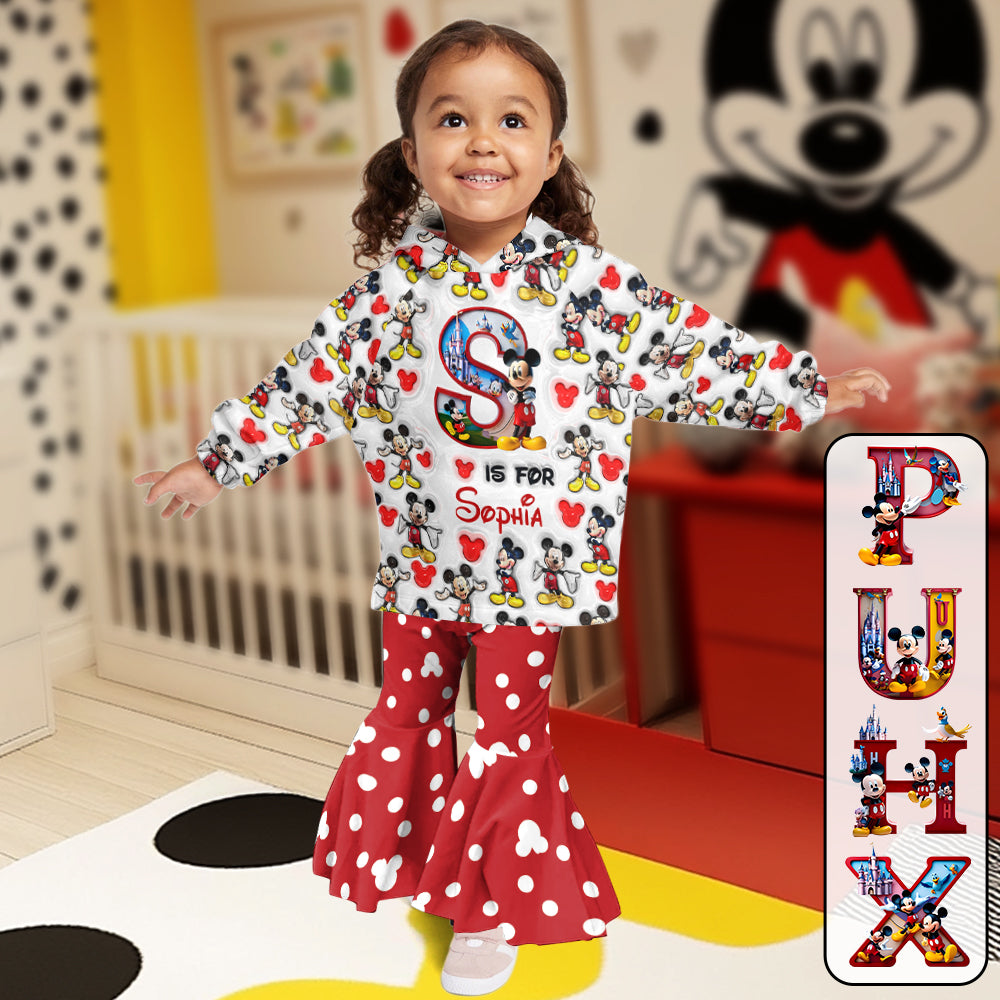 Personalized Mouse Kids Hoodie & Flare Leggings Set for Girls