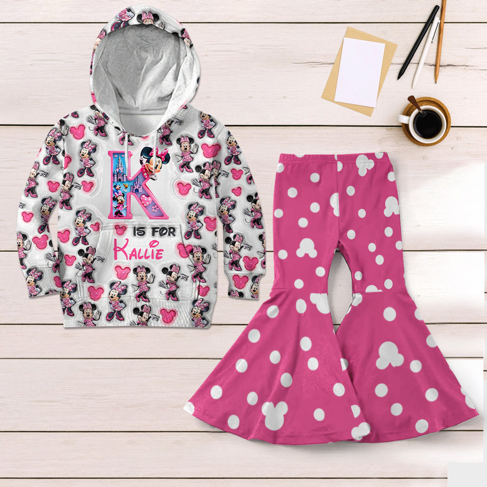 Personalized Mouse Kids Hoodie & Flare Leggings Set for Girls
