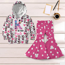 Load image into Gallery viewer, Personalized Mouse Kids Hoodie &amp; Flare Leggings Set for Girls

