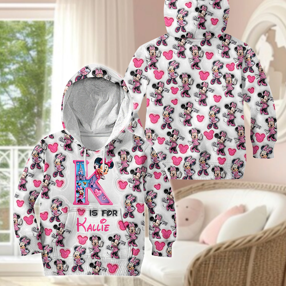 Personalized Mouse Kids Hoodie & Flare Leggings Set for Girls