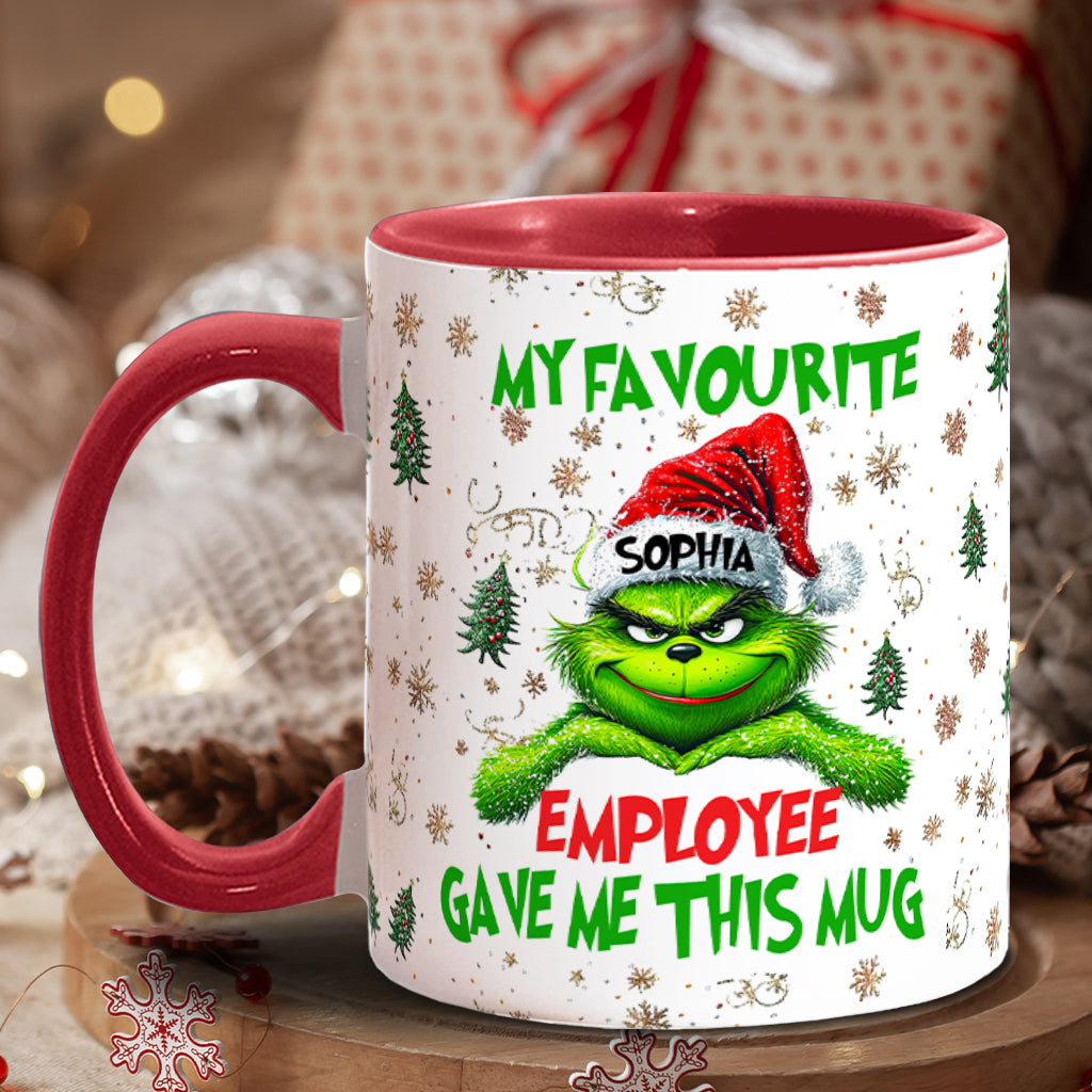 Personalized Grinch Accent Mug Custom Name Gift for Colleague