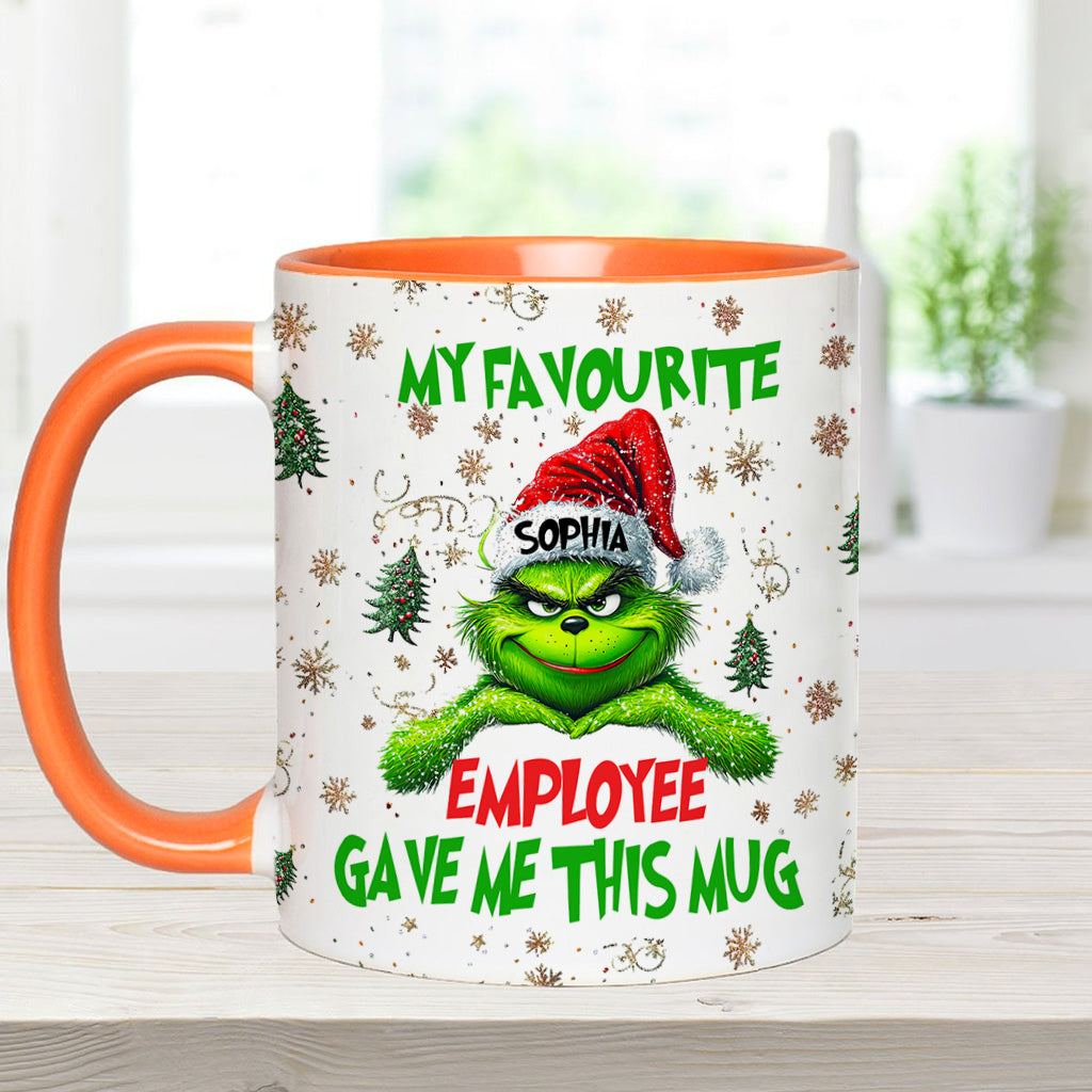 Personalized Grinch Accent Mug Custom Name Gift for Colleague