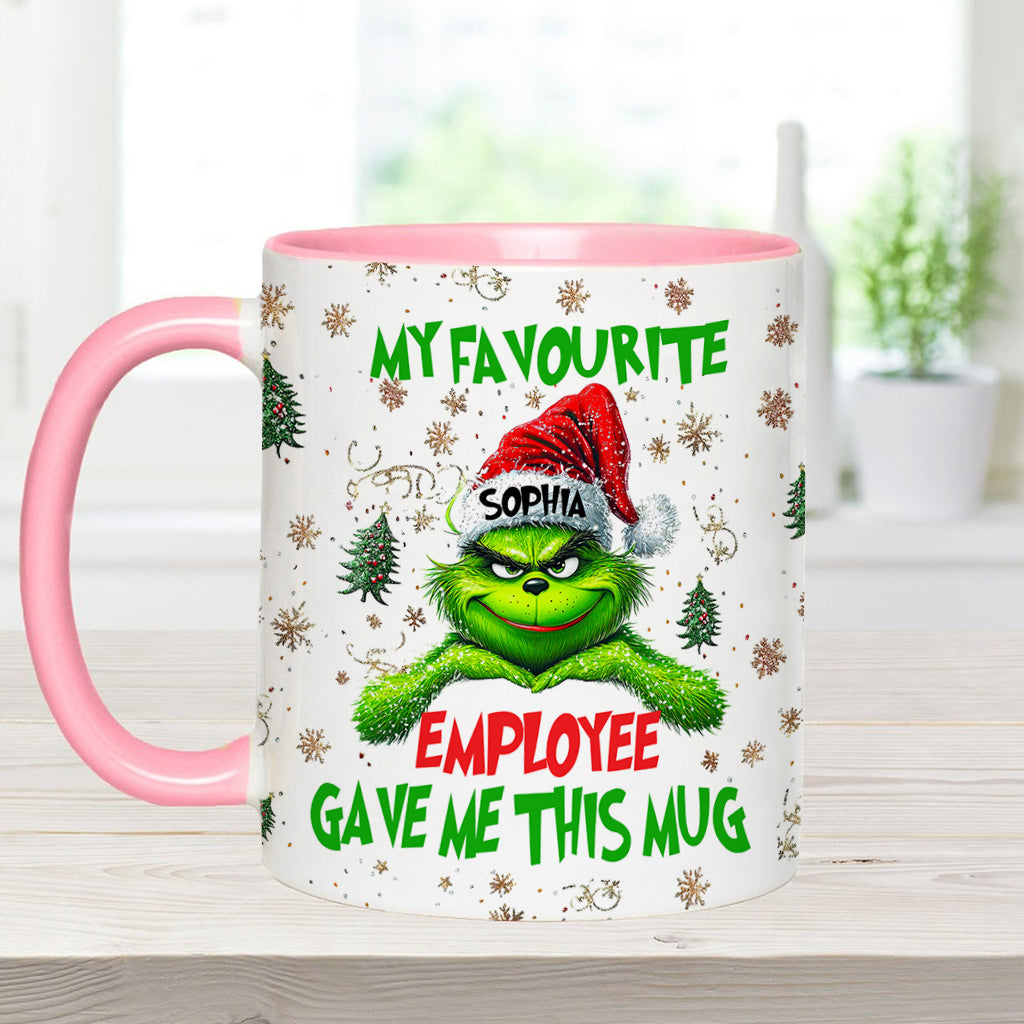 Personalized Grinch Accent Mug Custom Name Gift for Colleague