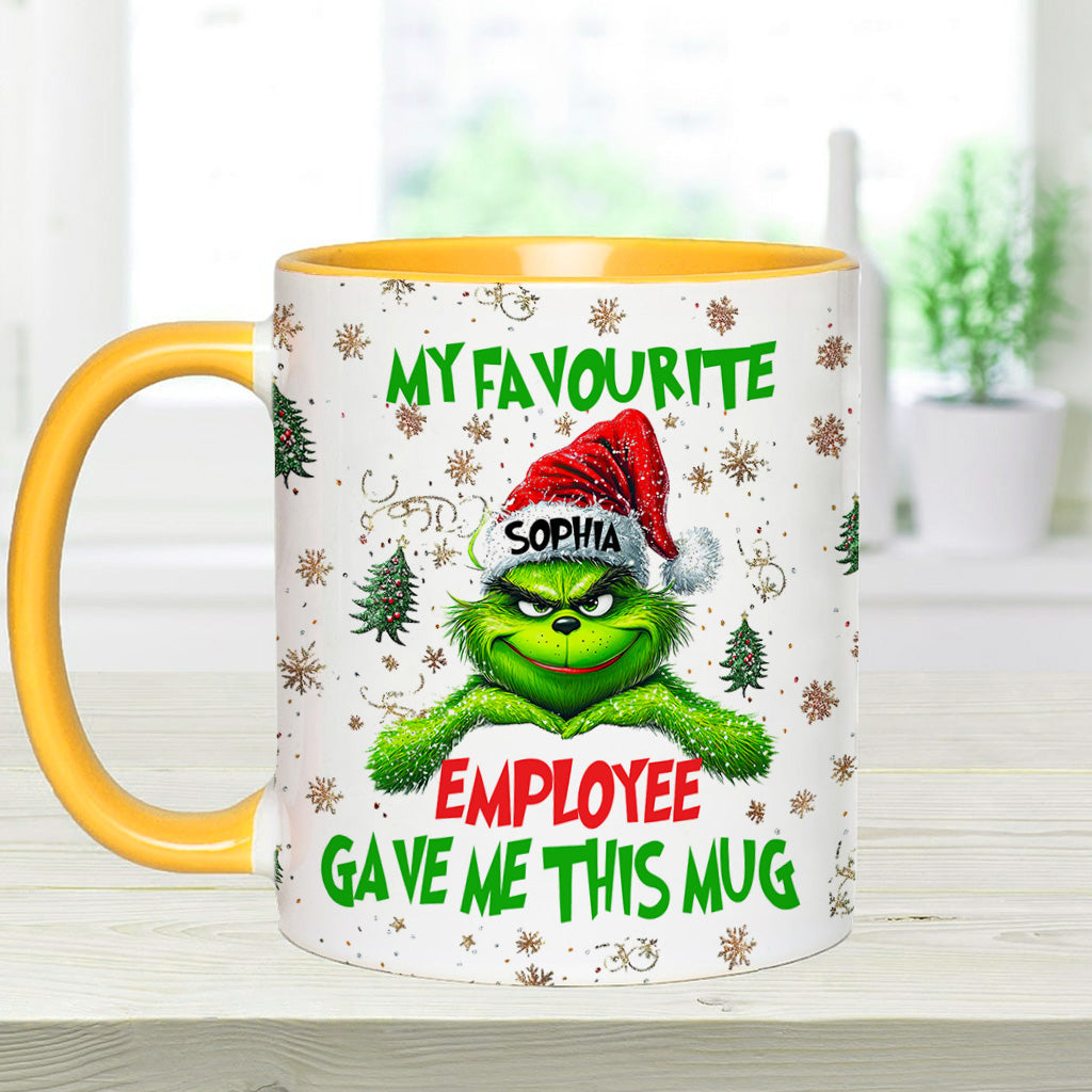 Personalized Grinch Accent Mug Custom Name Gift for Colleague