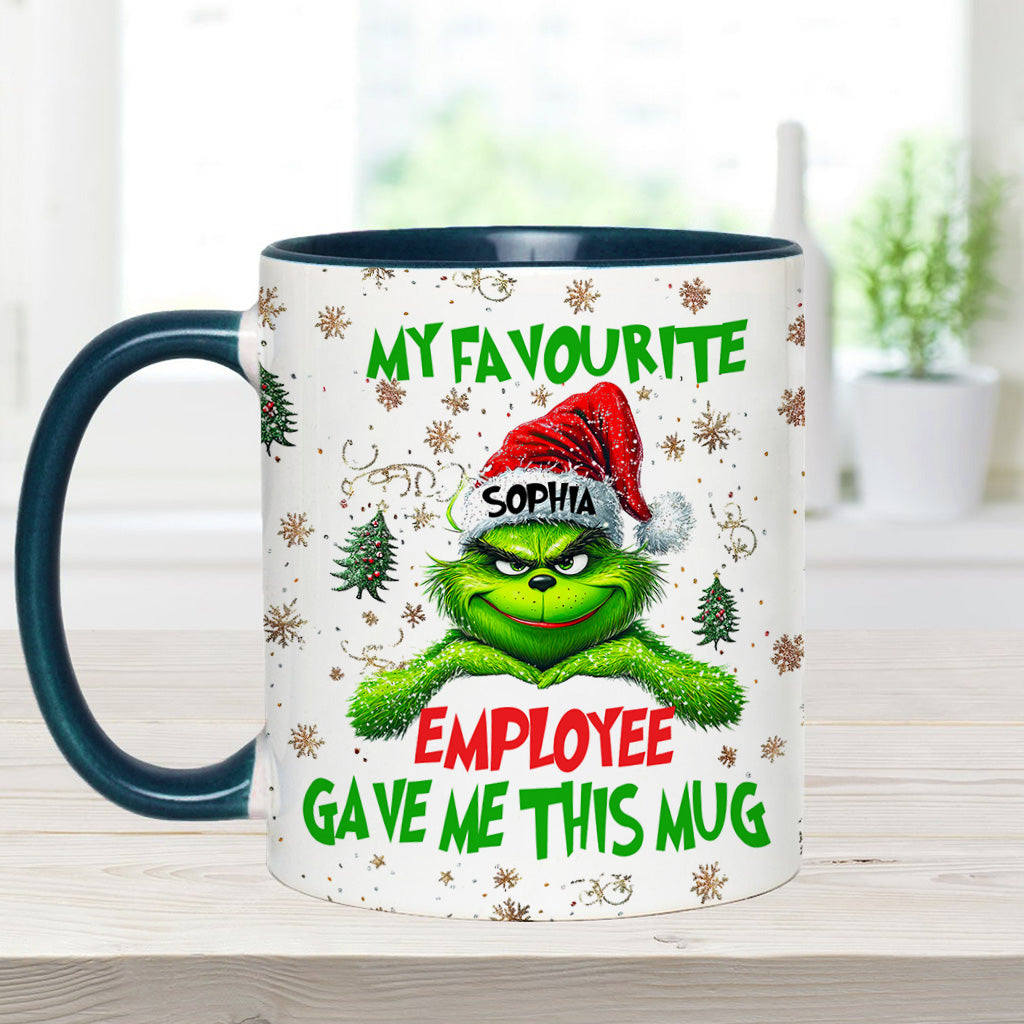 Personalized Grinch Accent Mug Custom Name Gift for Colleague