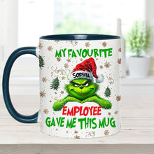 Load image into Gallery viewer, Personalized Grinch Accent Mug Custom Name Gift for Colleague
