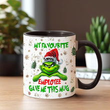 Load image into Gallery viewer, Personalized Grinch Accent Mug Custom Name Gift for Colleague
