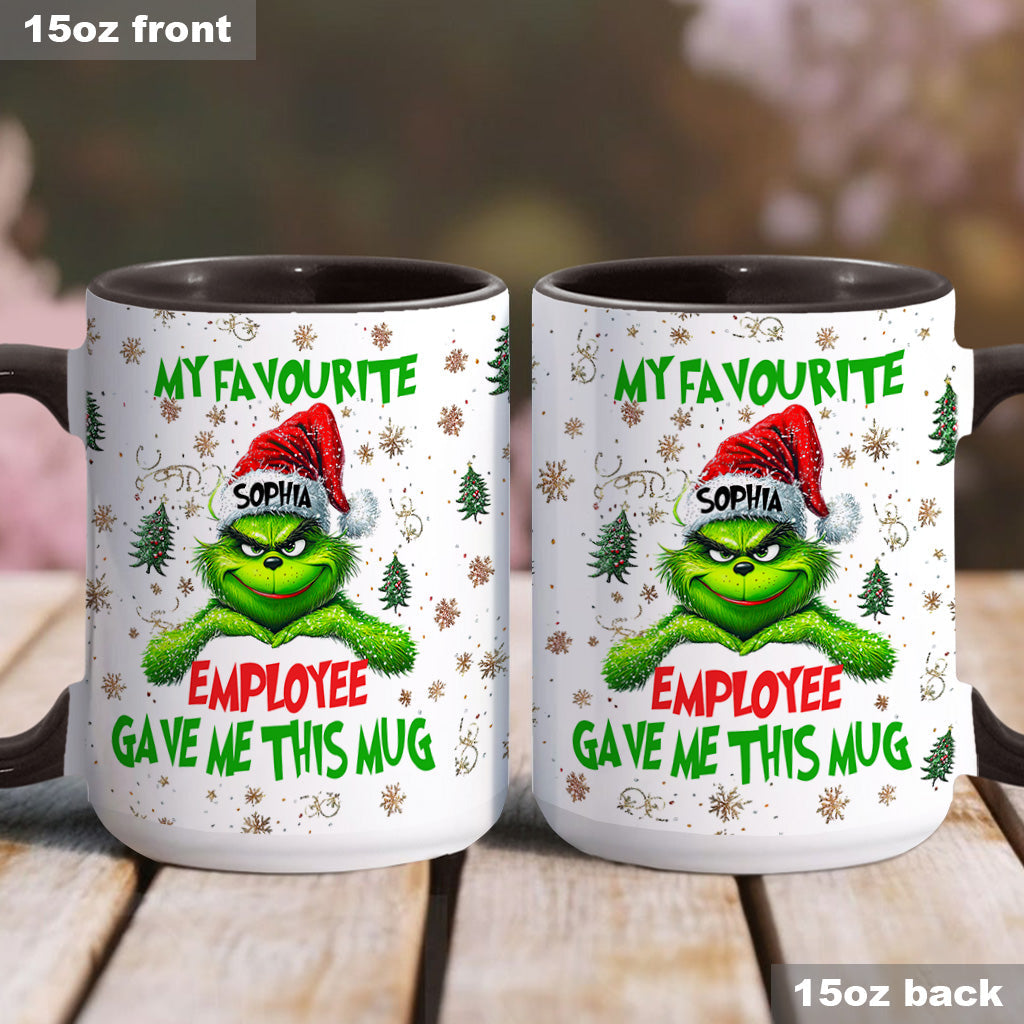Personalized Grinch Accent Mug Custom Name Gift for Colleague