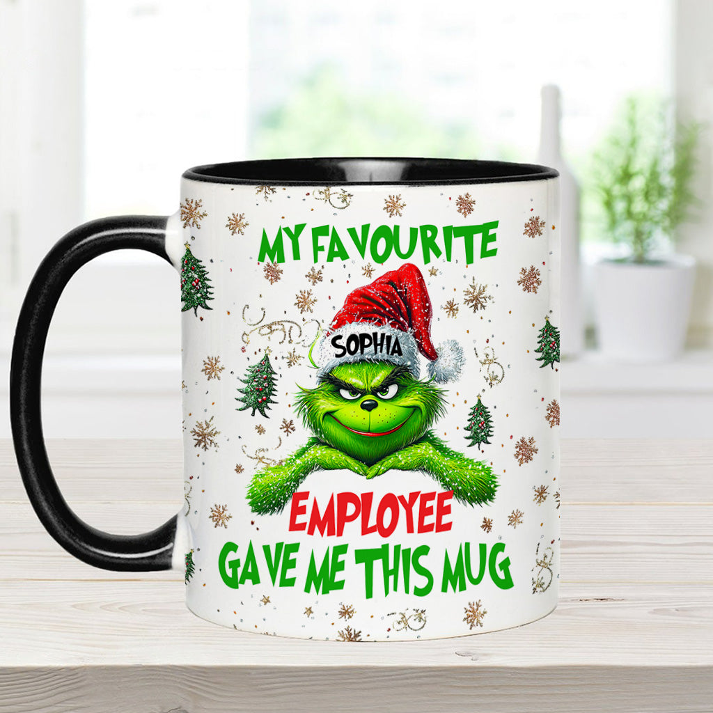 Personalized Grinch Accent Mug Custom Name Gift for Colleague