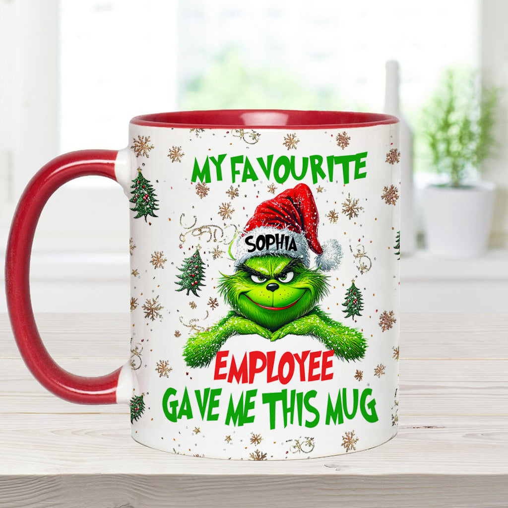 Personalized Grinch Accent Mug Custom Name Gift for Colleague