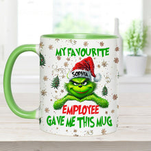 Load image into Gallery viewer, Personalized Grinch Accent Mug Custom Name Gift for Colleague
