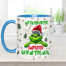 Load image into Gallery viewer, Personalized Grinch Accent Mug Custom Name Gift for Colleague
