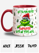 Load image into Gallery viewer, Personalized Grinch Accent Mug Custom Name Gift for Colleague

