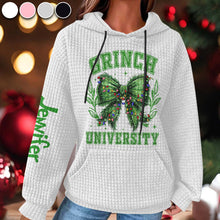 Load image into Gallery viewer, Personalized Grinch Waffle Hoodie Custom Name Gift for Christmas
