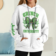 Load image into Gallery viewer, Personalized Grinch Waffle Hoodie Custom Name Gift for Christmas
