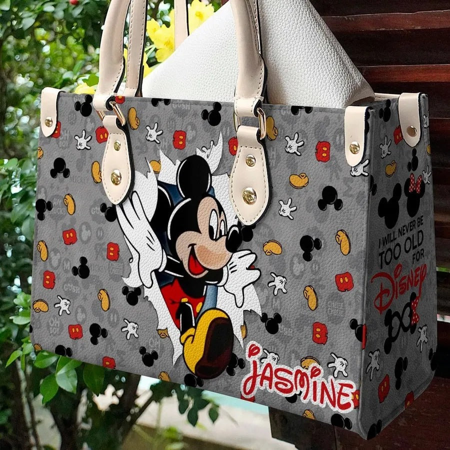 Personalized Mouse Leather Handbag Custom Name Gift for Mom