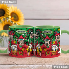 Load image into Gallery viewer, Personalized Christmas Mouse Accent Mug Custom Name Gift
