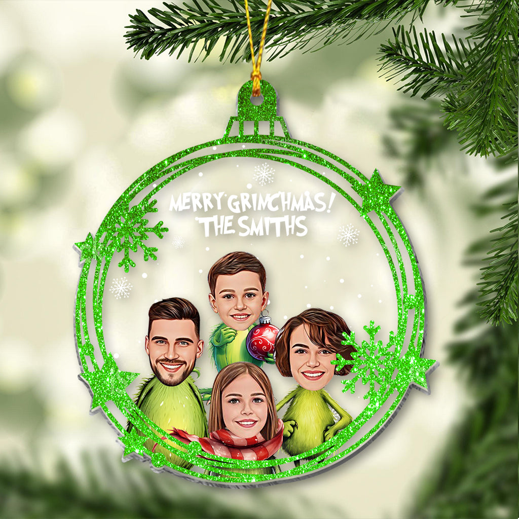Personalized Merry Grinchmas One-sided Ornament Custom Family Gift