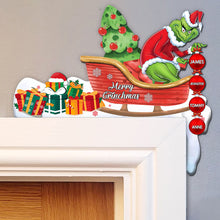 Load image into Gallery viewer, Personalized Grinch Door Frame Decoration with Custom Names for Christmas
