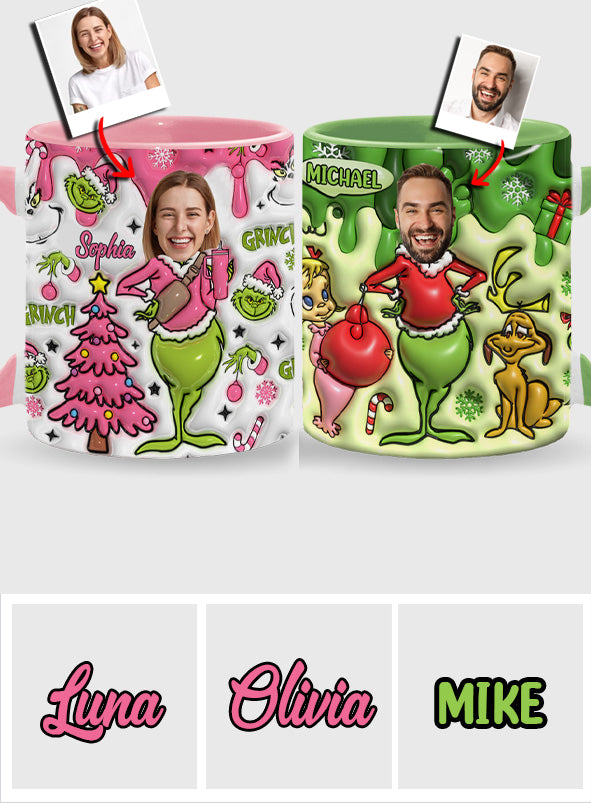 Personalized Grinch Christmas Accent Mug Custom Name Gift