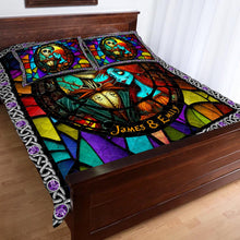 Load image into Gallery viewer, Personalized Nightmare Quilt Set Custom Name for Couples Halloween Gift
