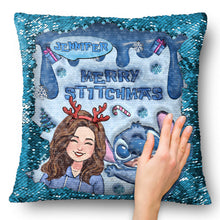 Load image into Gallery viewer, Personalized Sequin Pillow Cover Merry Christmas Gift for Mom
