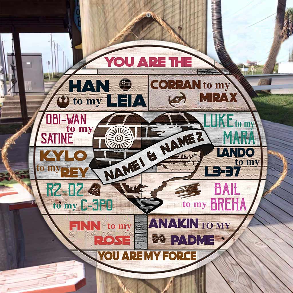 Personalized Round Wood Sign Custom Couple Names Engagement Gift
