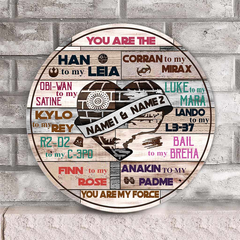 Personalized Round Wood Sign Custom Couple Names Engagement Gift