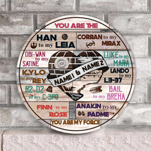 Load image into Gallery viewer, Personalized Round Wood Sign Custom Couple Names Engagement Gift
