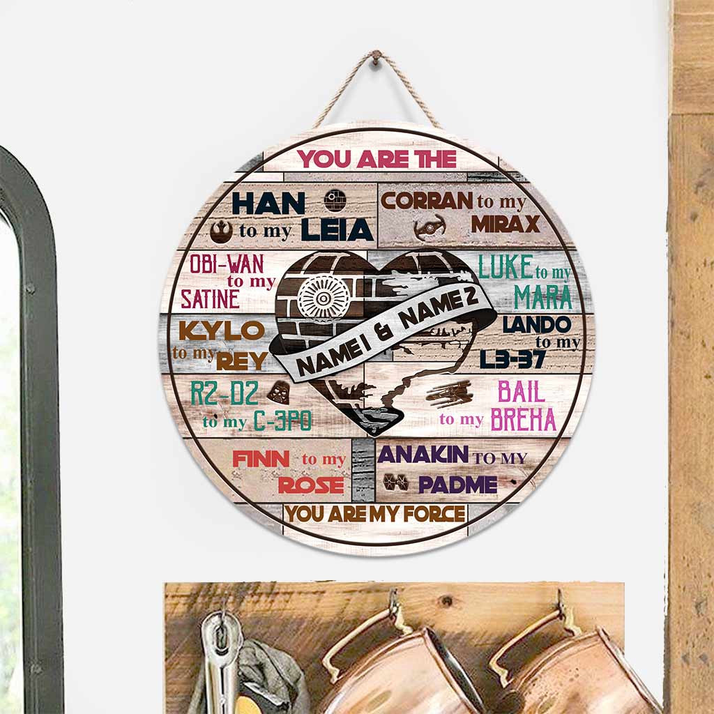 Personalized Round Wood Sign Custom Couple Names Engagement Gift