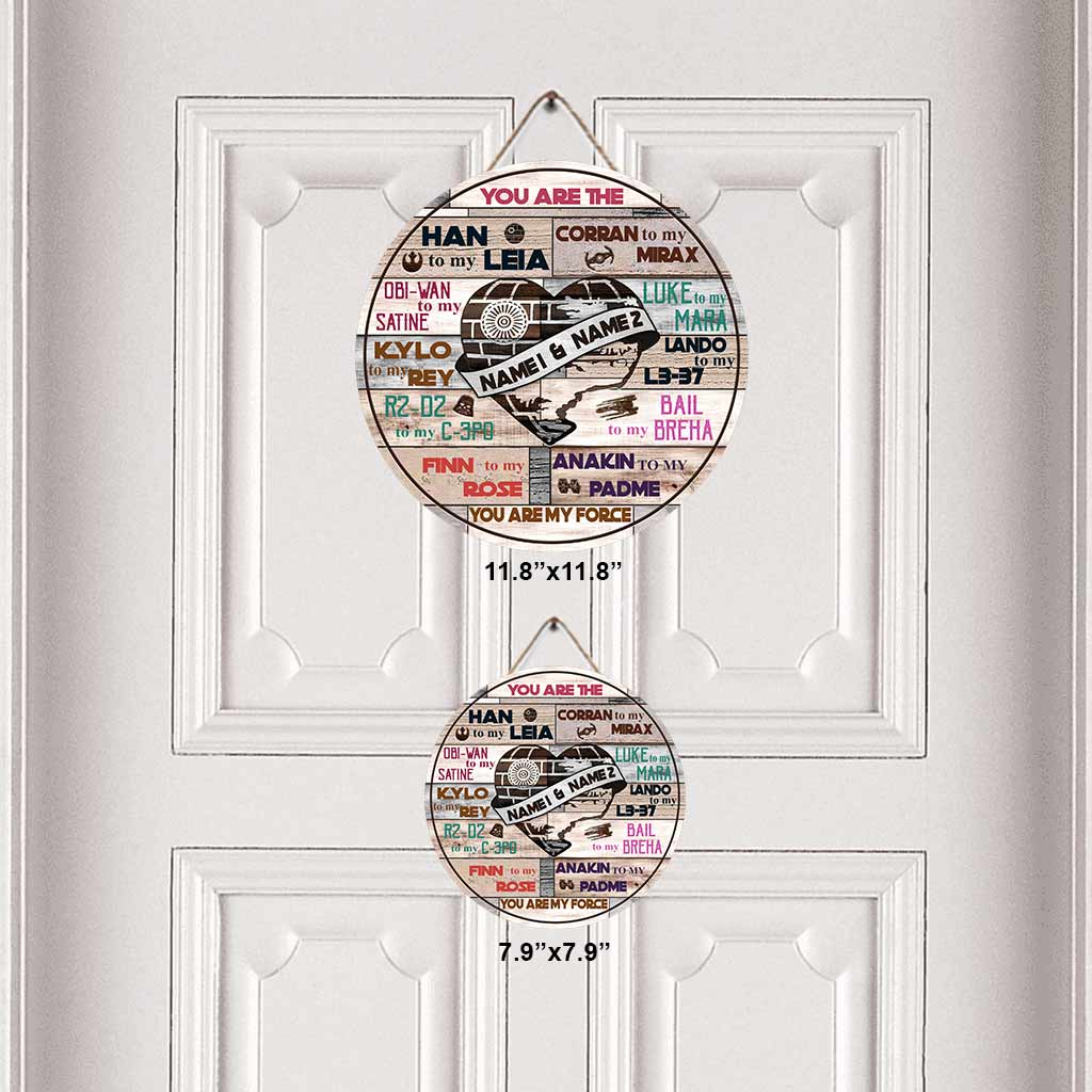 Personalized Round Wood Sign Custom Couple Names Engagement Gift