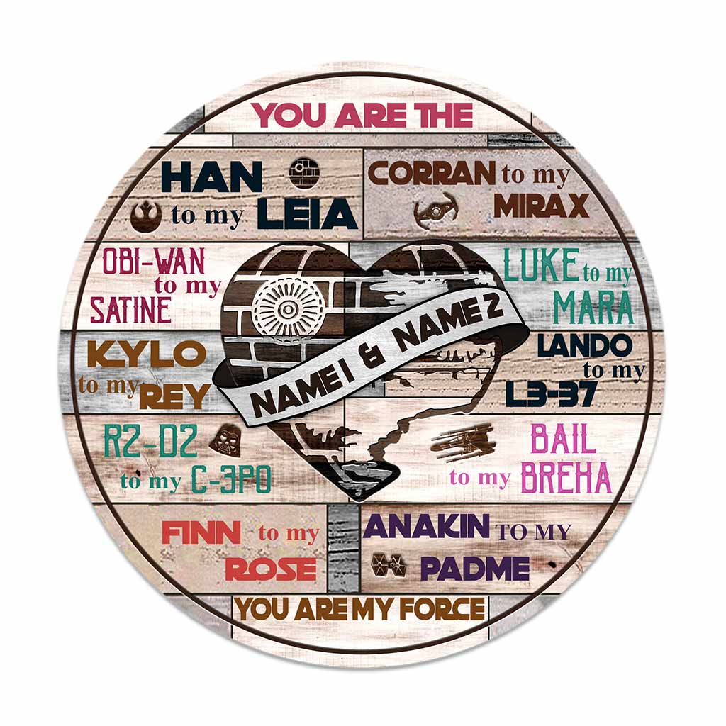 Personalized Round Wood Sign Custom Couple Names Engagement Gift