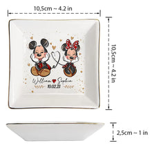 Load image into Gallery viewer, Personalized Couple Jewelry Dish with Mickey &amp; Minnie Design for Anniversary Gift
