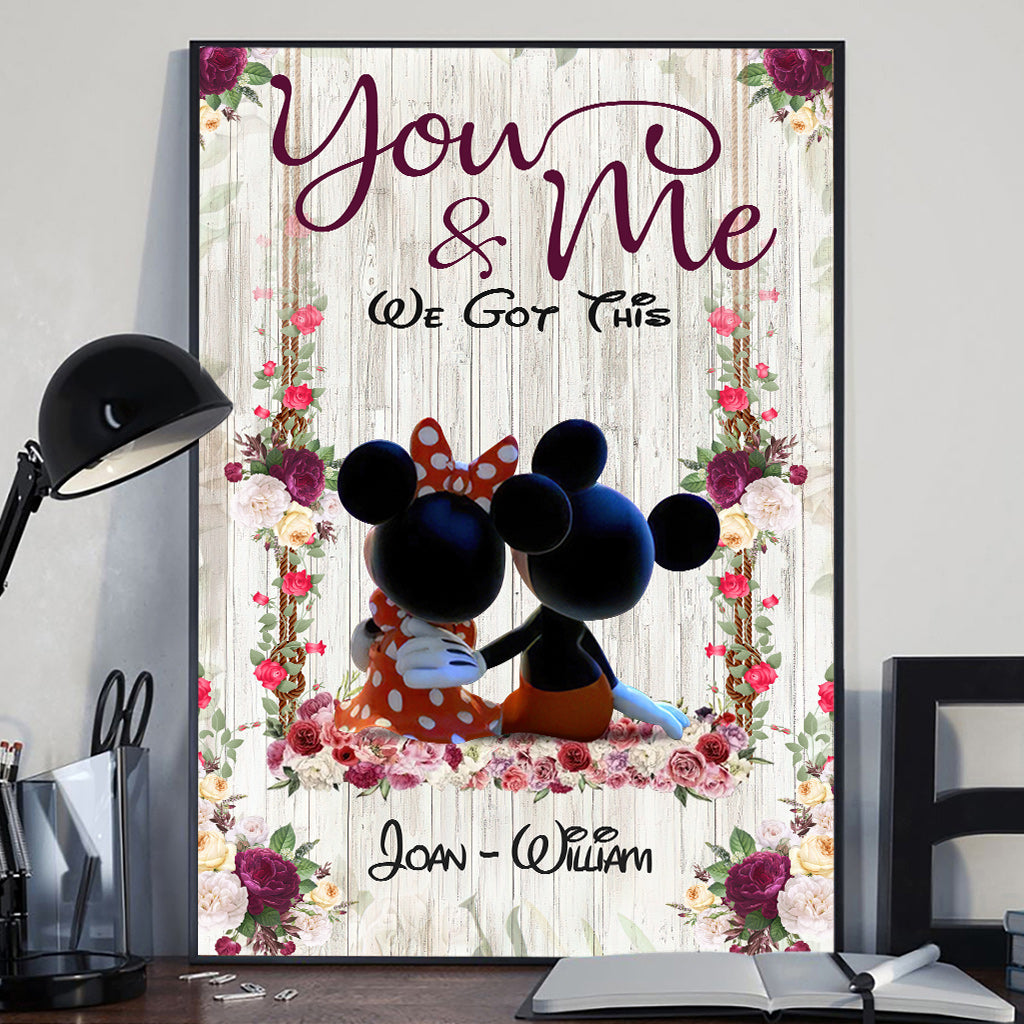 Personalized Mickey Mouse Canvas Art Custom Name Gift for Couple