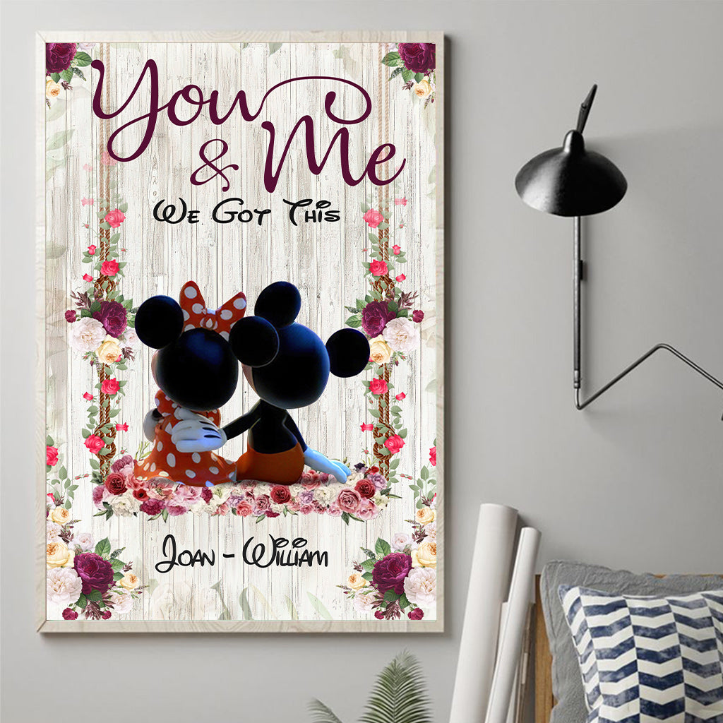 Personalized Mickey Mouse Canvas Art Custom Name Gift for Couple