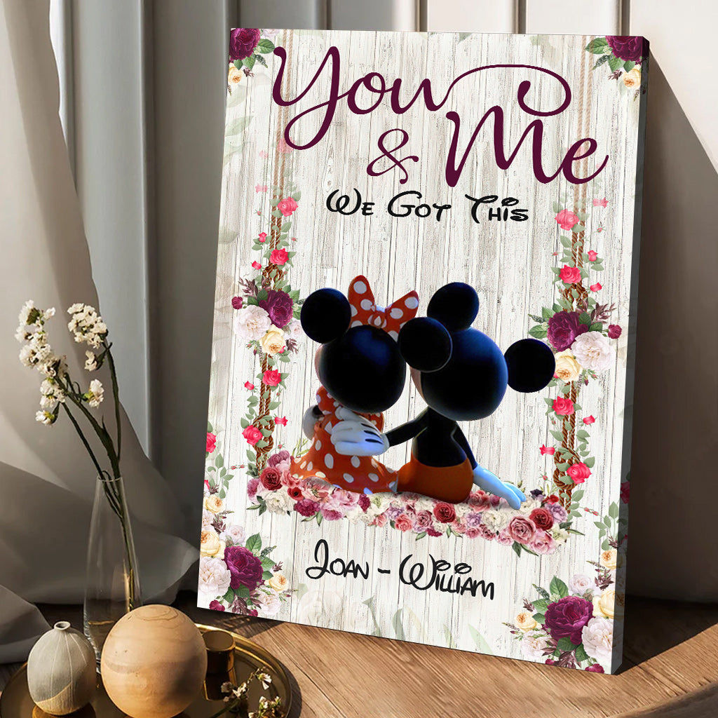 Personalized Mickey Mouse Canvas Art Custom Name Gift for Couple